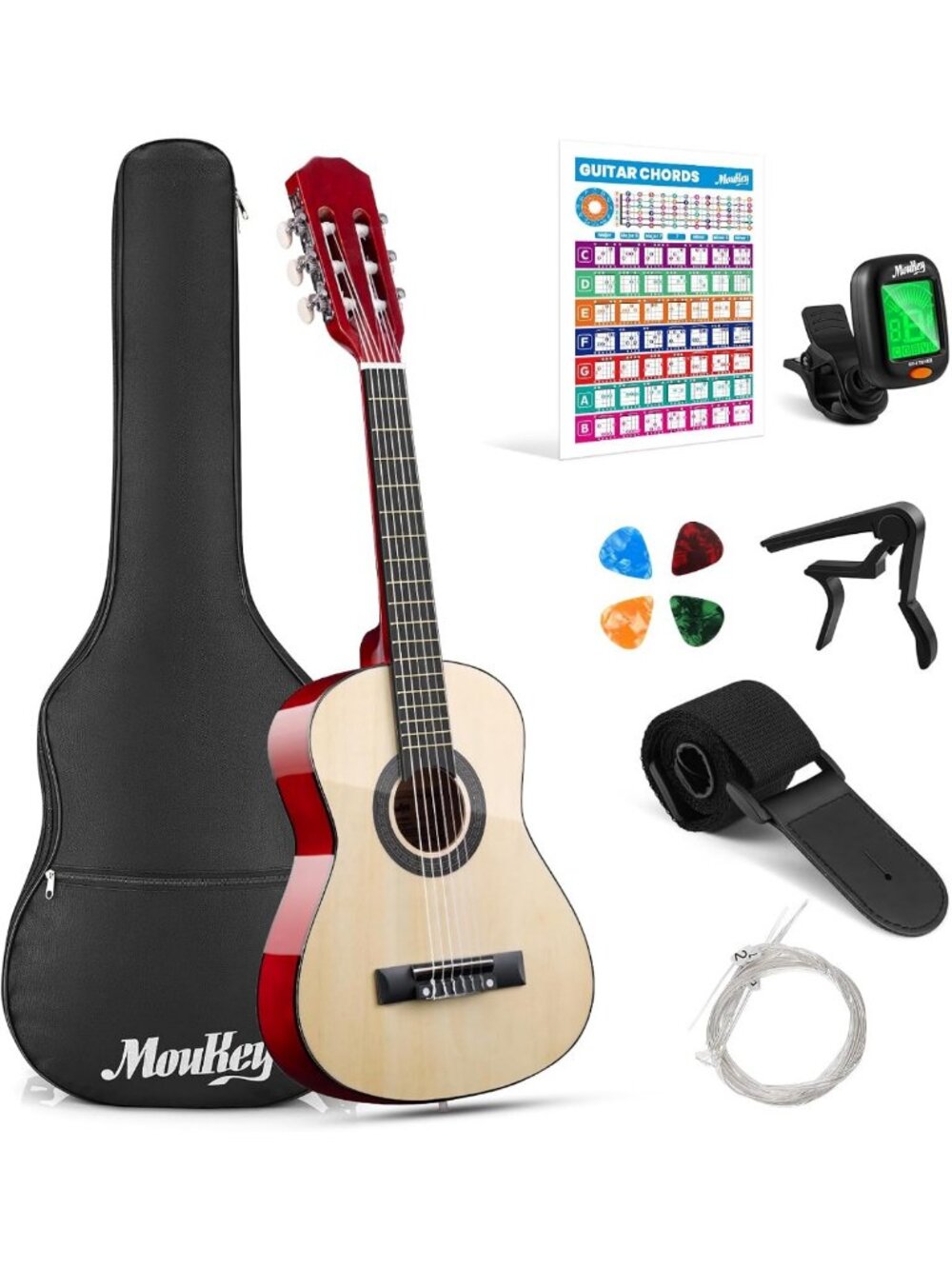 Moukey 30" Acoustic Guitar for Beginners Kids Youth 1/4 Size Dreadnought